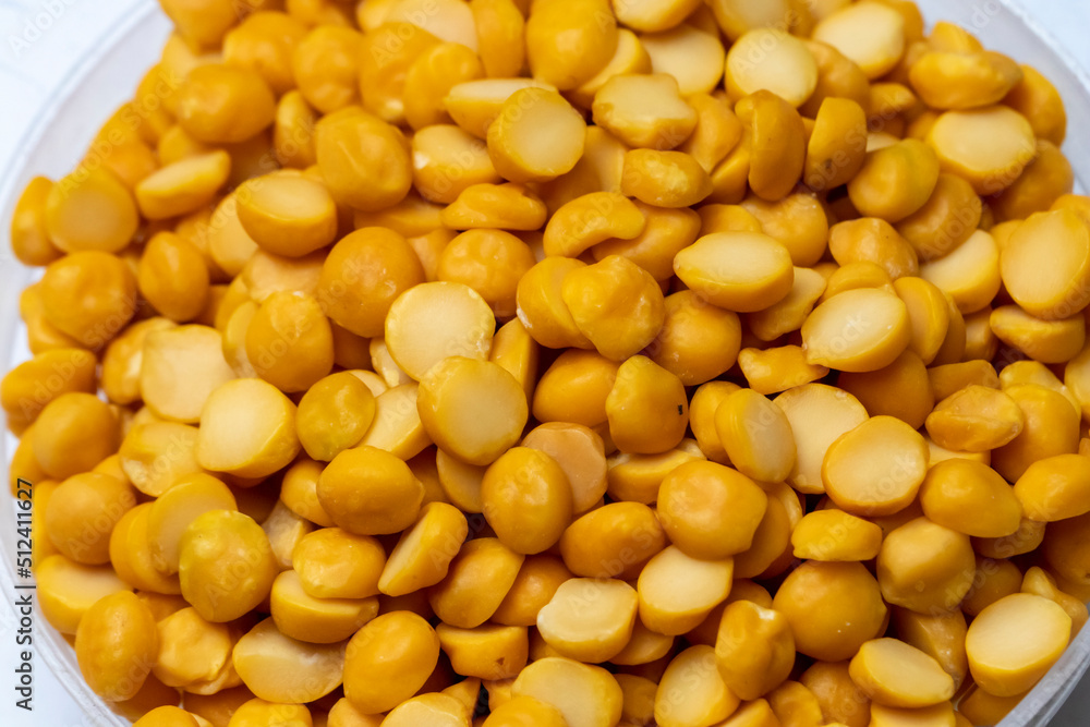 Toor Dal close-up photo With White Background Toor Dal close-up photo With White Background