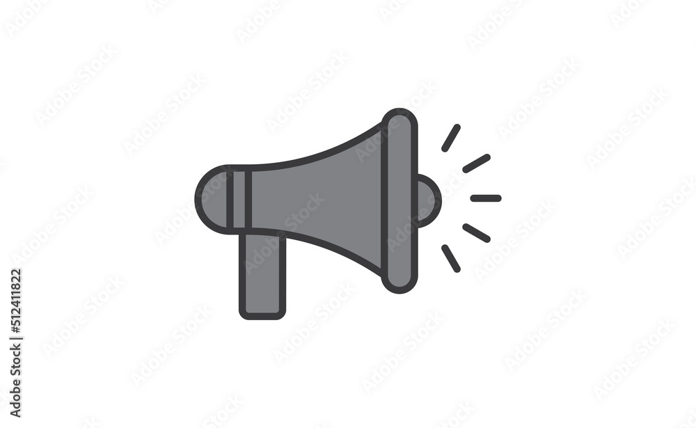 Megaphone icon. Shouting symbol. Announcement Offer promotion advertising symbol. Bullhorn speaker pictogram.