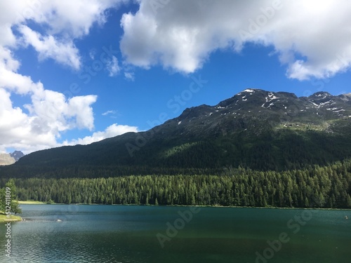 Image of the mountains of St. Moritz by the lake