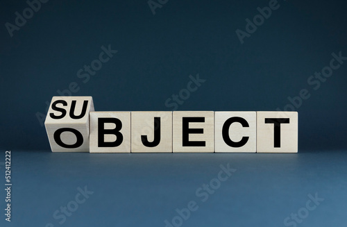 Subject or Object. Cubes form words Subject or Object.