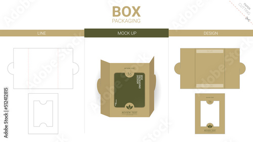 Box packaging and mockup die cut template