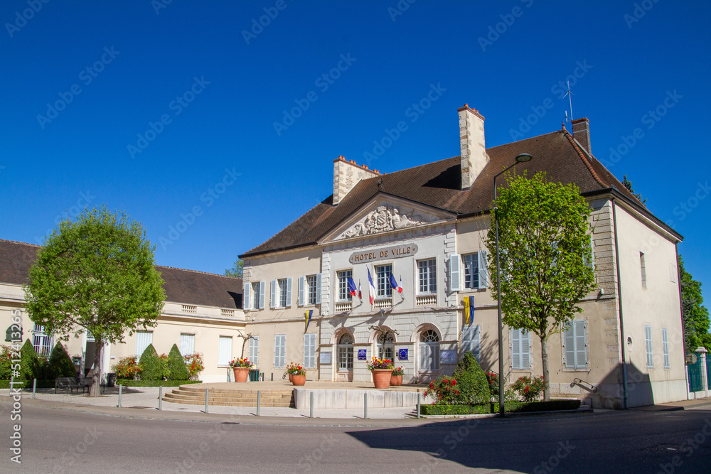 Nuits-Saint-Georges , France, April 17, 2022. Town hall of the village of Nuits-Saint-Georges