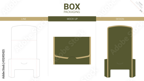 Box packaging mail and mockup die cut template