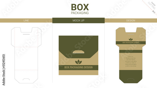 Box packaging mail and mockup die cut template