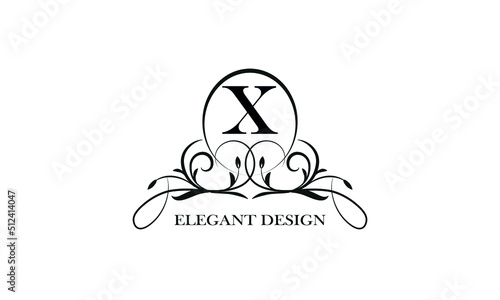 Stylish emblem for exquisite logos and monograms with the letter X in the center.
