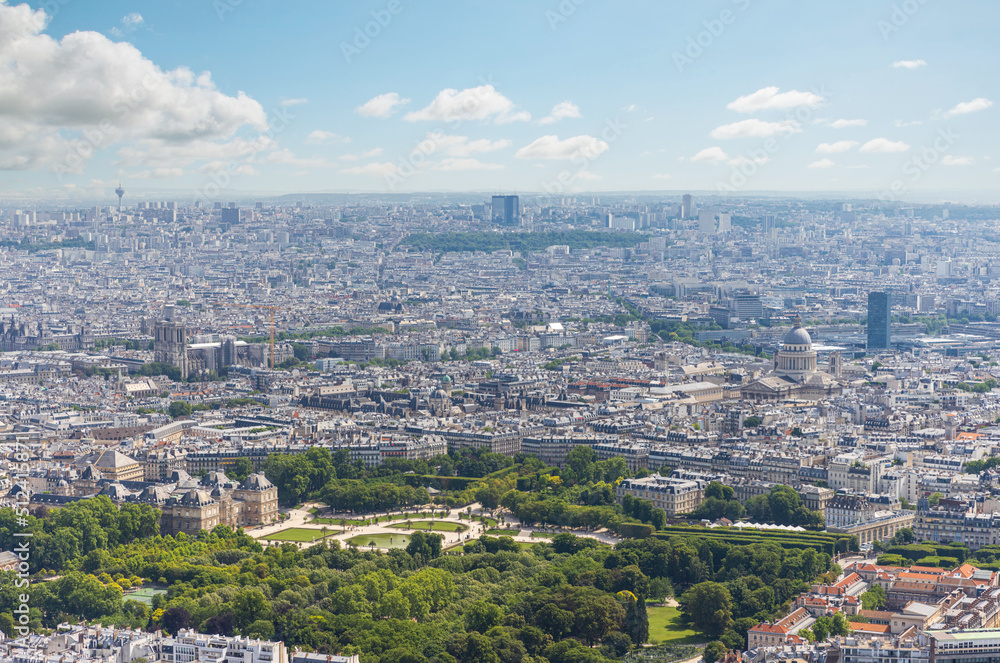 Aerial view of Jardin du Luxembourg and Luxembourg Palace