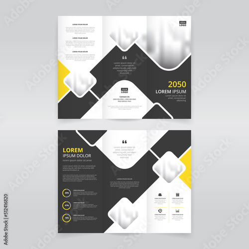 Modern trifold brochure design template, trifold flyer layout, pamphlet, leaflet