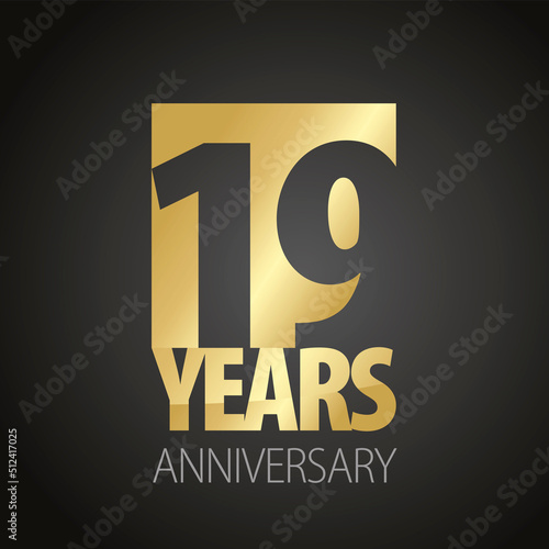 19 Years Anniversary negative space numbers gold black logo icon banner