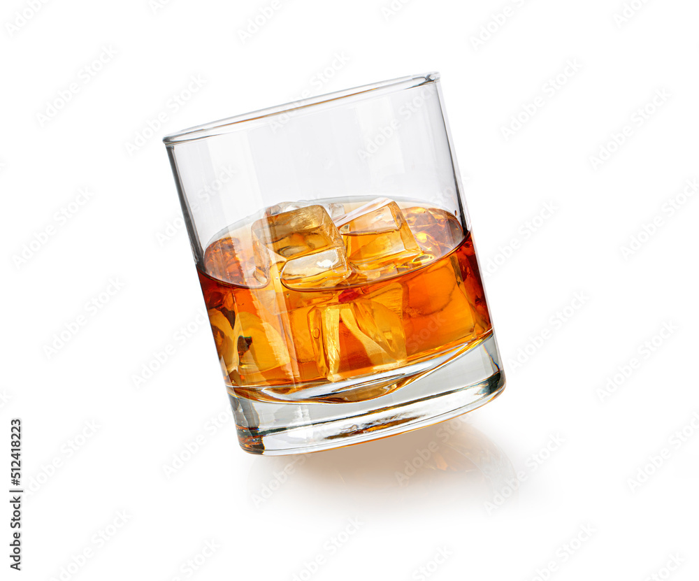 whiskey glass with ice