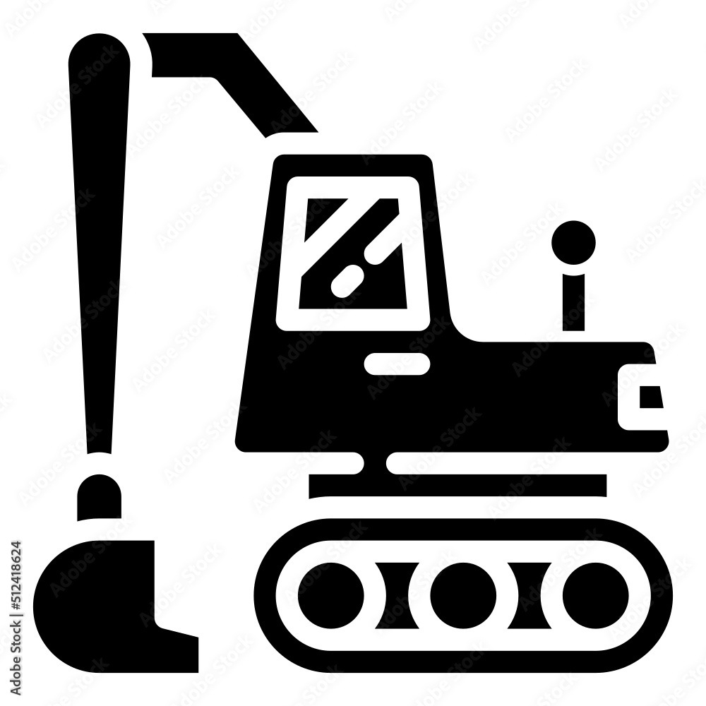 Fototapeta premium EXCAVATOR glyph icon,linear,outline,graphic,illustration