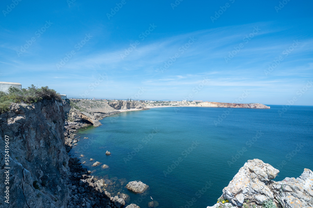 Coast of Sagres in the Algarve from the Sagres Fortress, Portgual