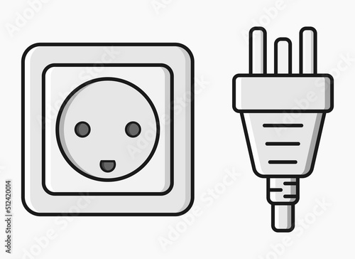 power outlet plug danish type k vector flat illustration