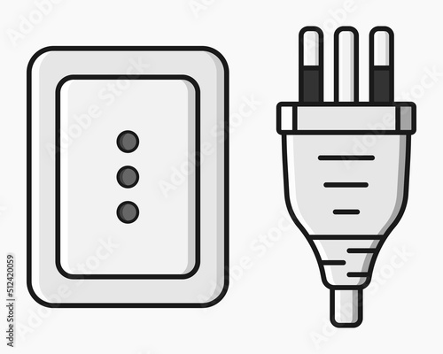 power outlet plug italian type l vector flat illustration