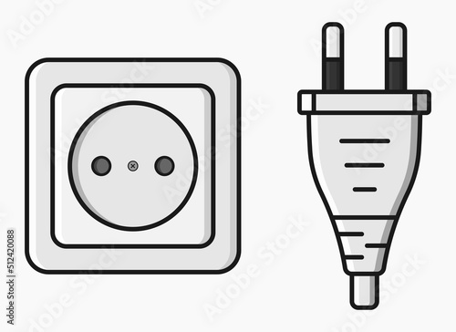 power outlet plug type c vector flat illustration