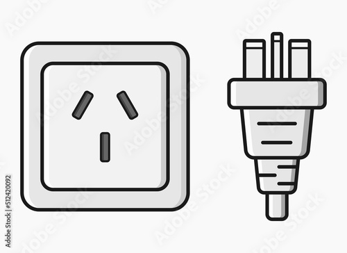 power outlet plug chinese type i vector flat illustration