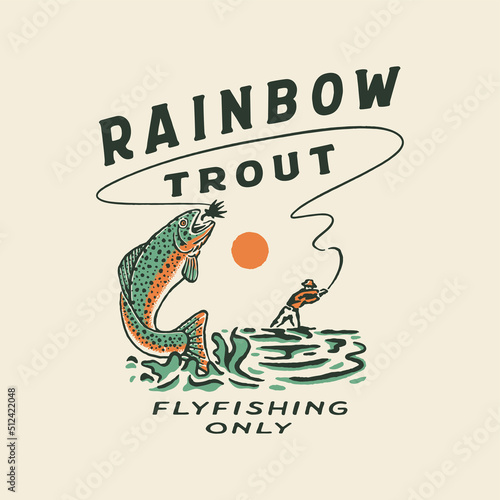 trout illustration fishing graphic lake design t shirt