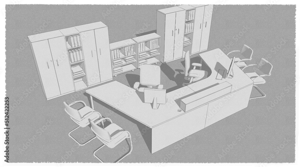 Sketch draw office furniture concept template Sketch draw office furniture concept template