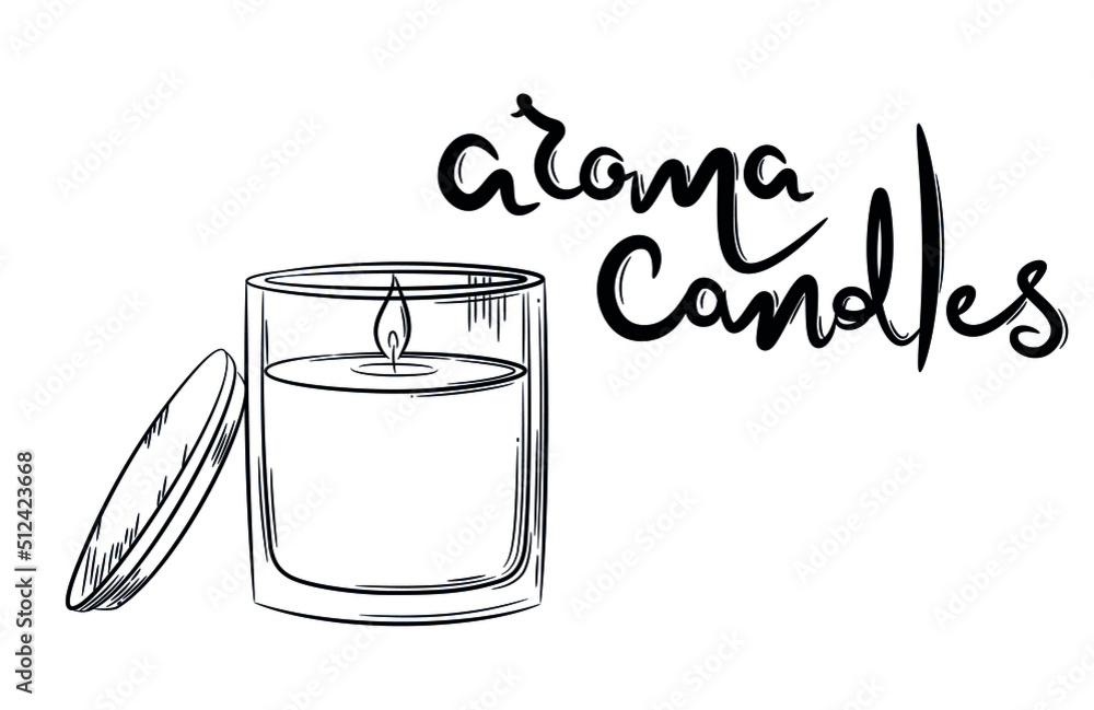 Hand drawn candle. Doodle sketch style. Line drawing of a simple candle