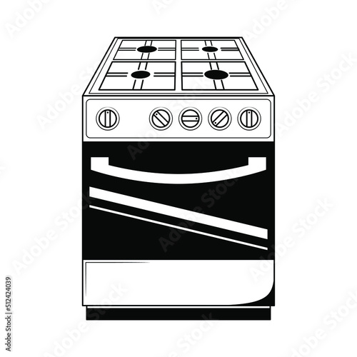 Abstract Hand Drawn Kitchen Stove Stuff Meat Meal Doodle Concept Vector Design Outline Style On White Background Isolated For Cooking