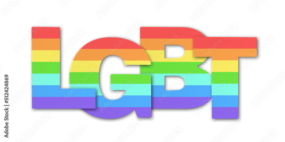 Obraz premium LGBT paper cut lettering. Rainbow colored volumetric letters on white background. Best for polygraphy, print, posters, cards and web design. Editable vector illustration.