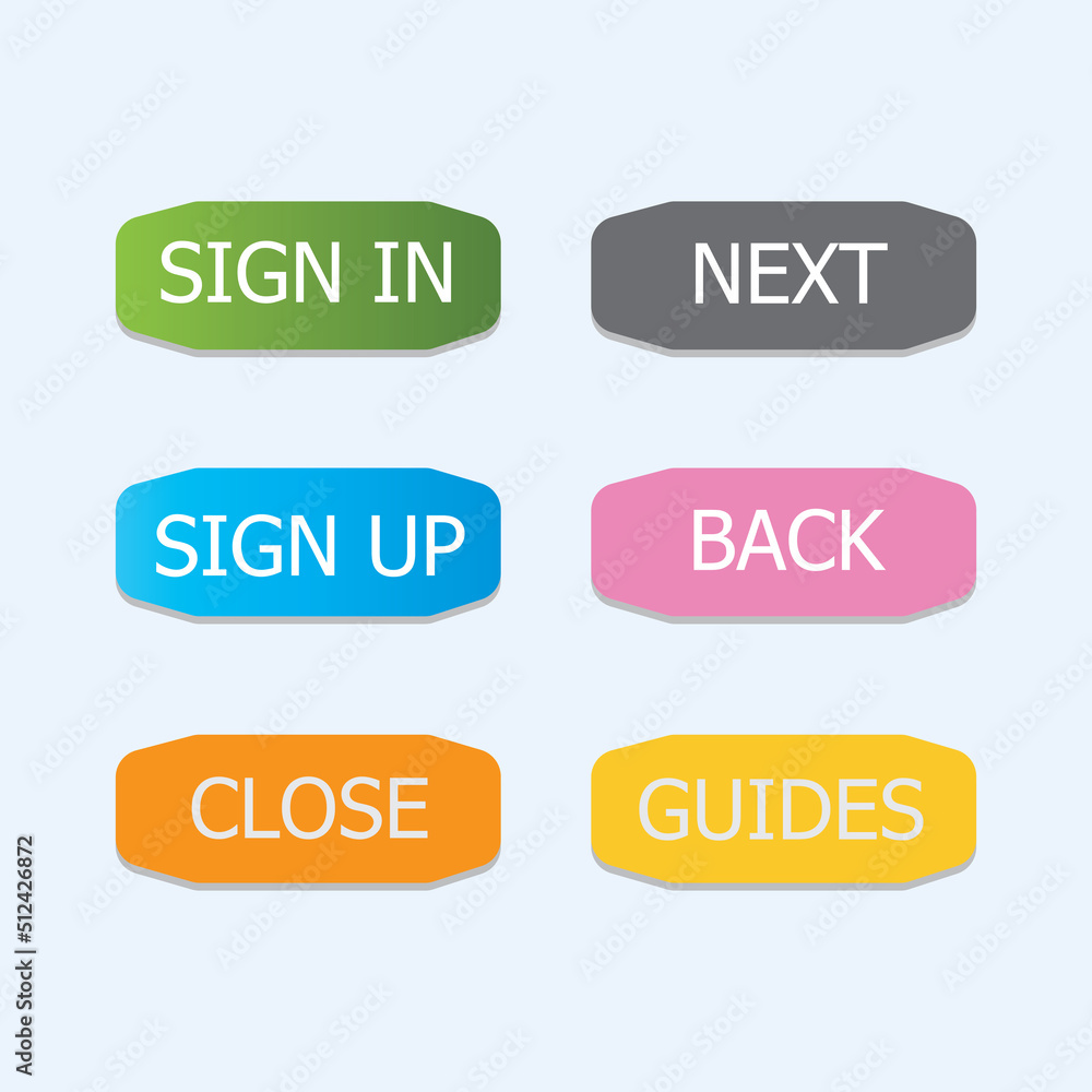 Modern vector set of trendy flat buttons. icons for web design and interface Modern vector set of trendy flat buttons. icons for web design and interface