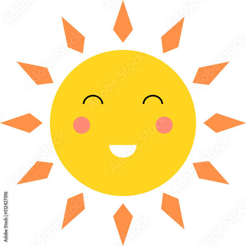 Smiling sun cartoon clipart design illustration