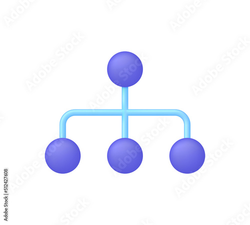 3D Hierarchy icon isolated on white background. Enterprise management subordinate structure. Delegating, assignment