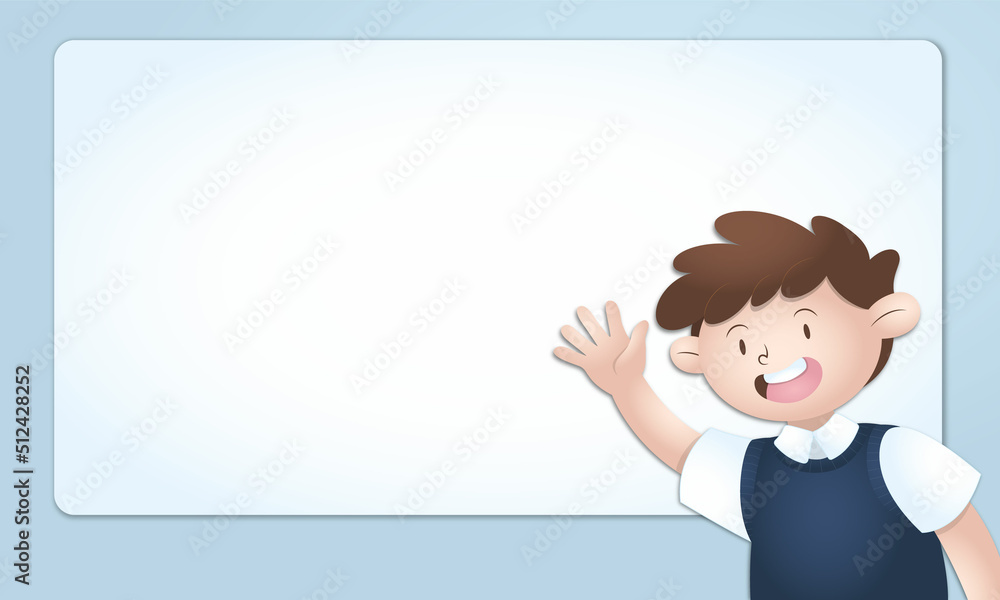 Illustration of boy waving with space for Back to school message Illustration of boy waving with space for Back to school message