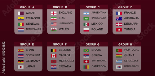 Collection of flags of competitors on a red background