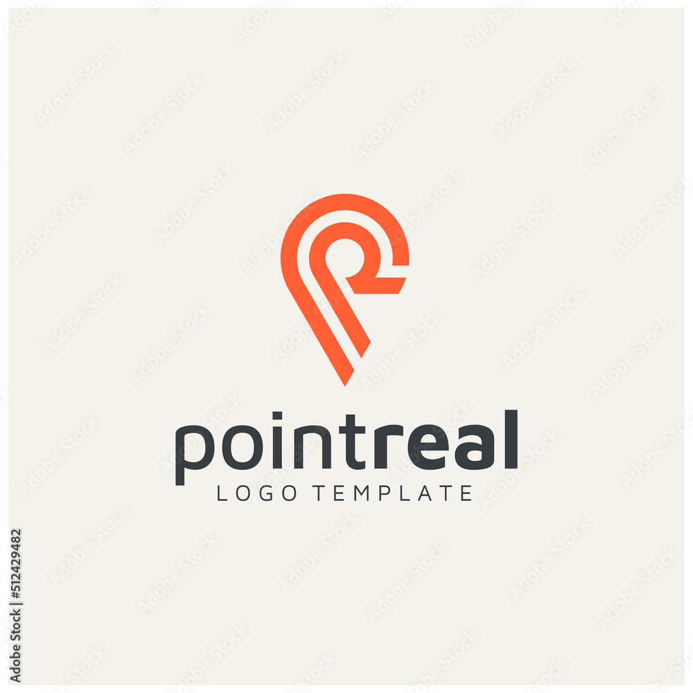 GPS Location Pin Pointer with Initial Letter P R logo design GPS Location Pin Pointer with Initial Letter P R logo design
