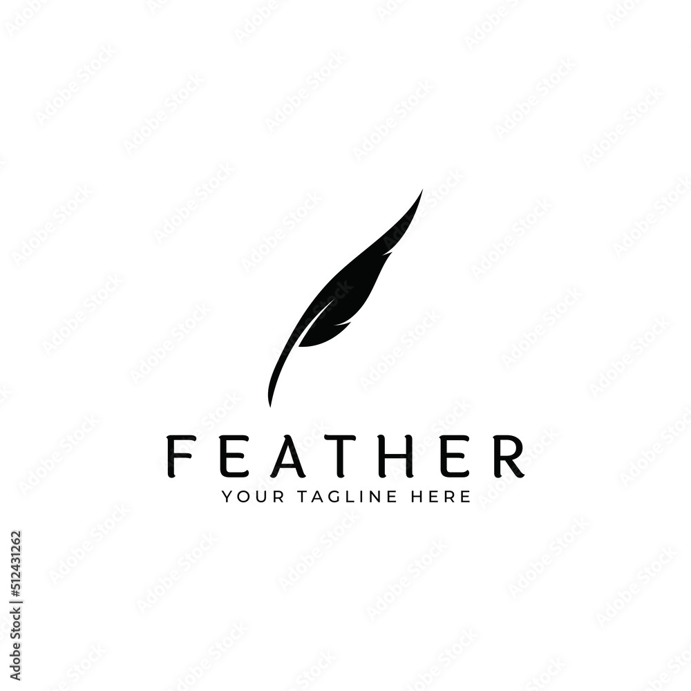 Feather logo, feather pen logo and law firm feather logo design vector illustration template. Feather logo, feather pen logo and law firm feather logo design vector illustration template.