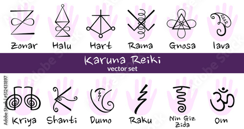 Karuna reiki symbols vector set