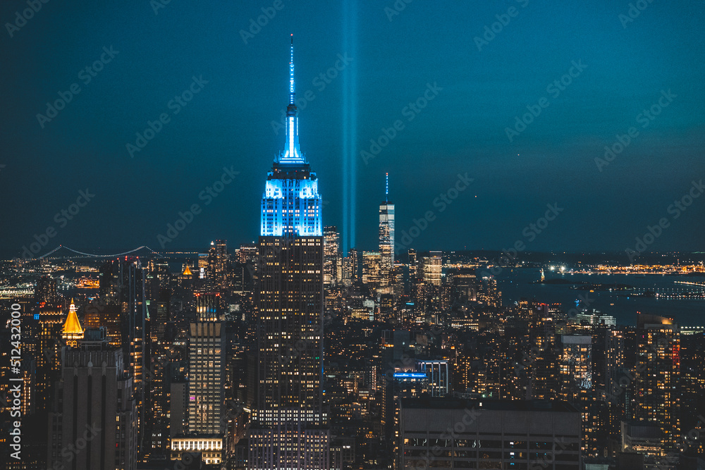 Fototapeta premium NEW YORK, NY, NYC, MANHATTAN, 911, 911 TRIBUTE IN LIGHT