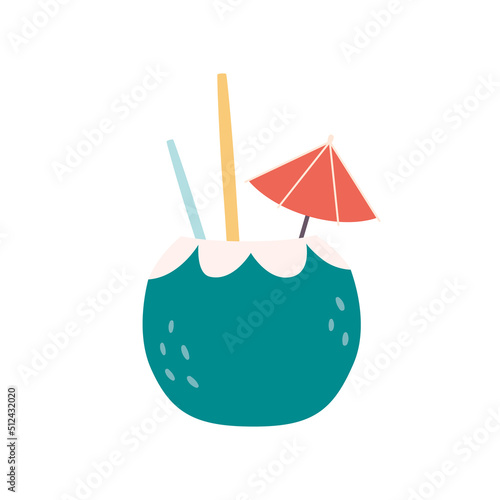 Pina colada. Summer cocktail. Hello summer. Hand drawn vector illustration