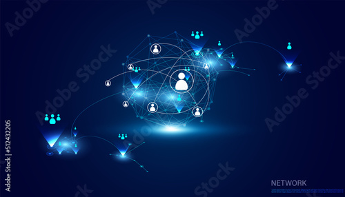 Abstract Technology Communication Borderless Internet 5G Internet of Things communication between people, business, network on a modern background futuristic digital