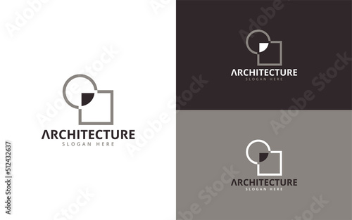 Architecture logo with blueprint architecture style geometric shapes.