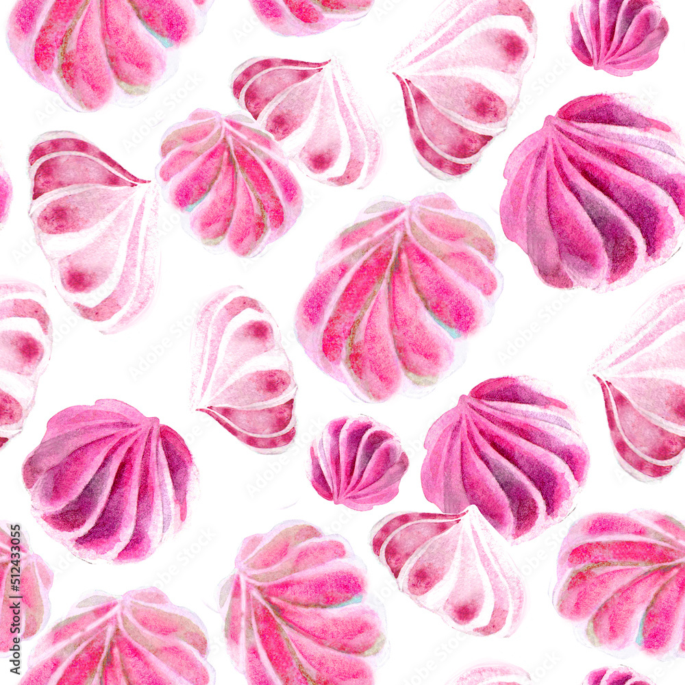 Background seamless red pink watercolor meringue Cakes. The texture of Desserts made of sweets for packaging design. Confectionery for cafes. Background seamless red pink watercolor meringue Cakes. The texture of Desserts made of sweets for packaging design. Confectionery for cafes.