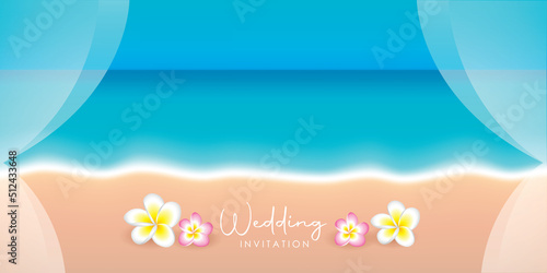 wedding invitation seascape on a beautiful beach