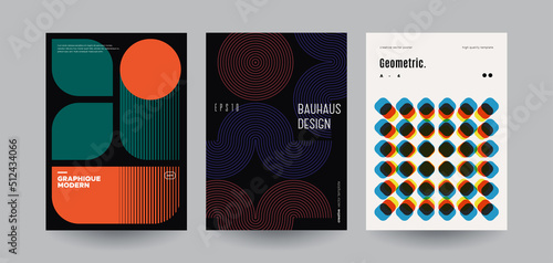 Minimalist geometric posters set. Abstract shapes and patterns. Vector templates.