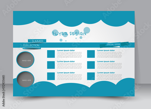 Flyer, brochure, billboard, magazine cover template design landscape orientation for education, presentation, website. Blue color. Editable vector illustration.