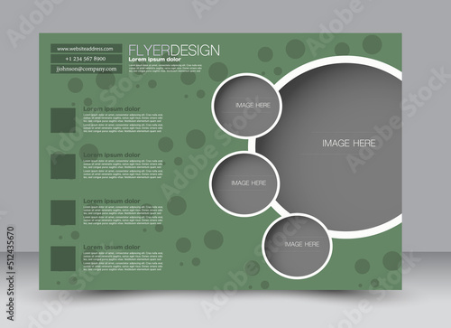 Flyer, brochure, billboard, magazine cover template design landscape orientation for education, presentation, website. Green color. Editable vector illustration.