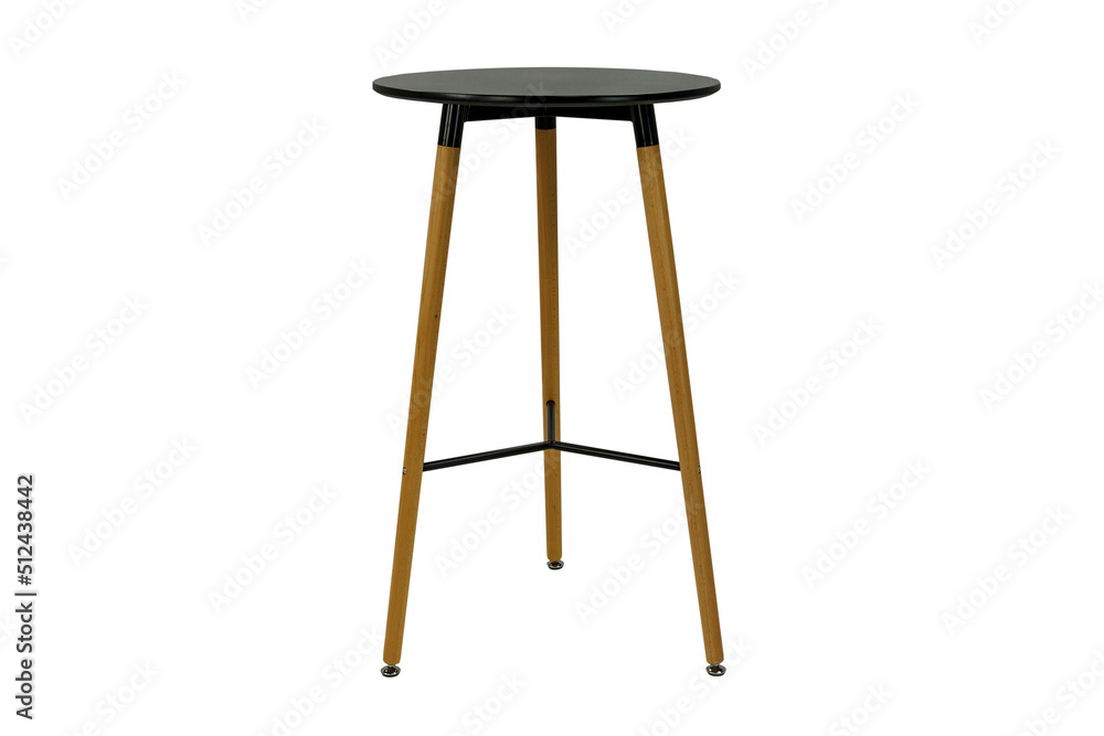 wooden, high round chair on a white background wooden, high round chair on a white background