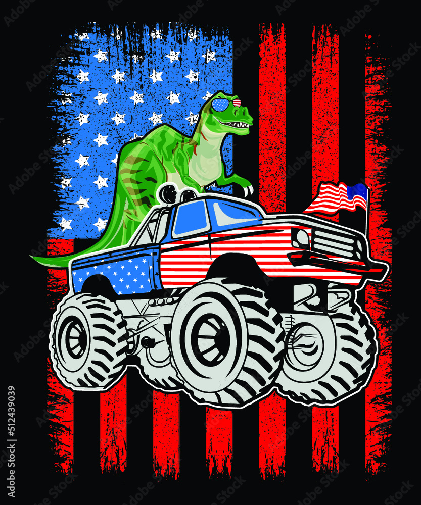Vecteur Stock American Flag Monster Truck Shirt, 4th Of July Independence  Day Shirt, USA Flag Dinosaur Shirt, T Rex Monster Truck Shirt, American  Vintage Shirt, 4th Of July Shirt Template
