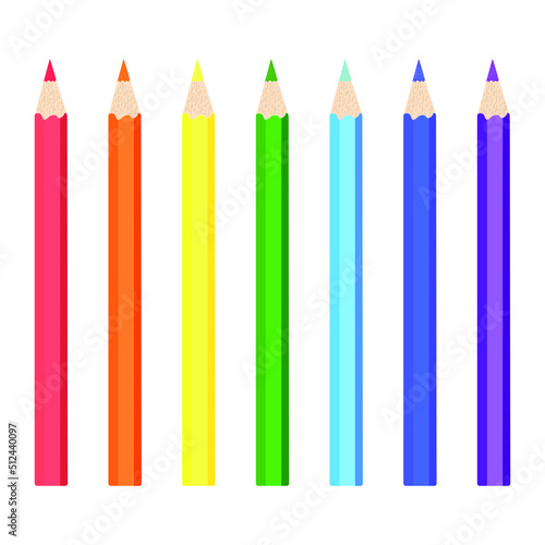 Colored pencils  rainbow colors. Vector stock illustration eps 10. Isolate on white background.