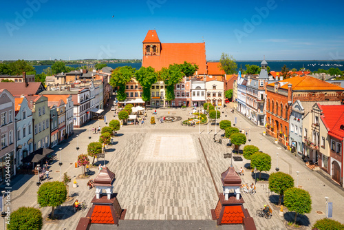 Obraz na płótnie Architecture of the market square of Puck town at summer, Poland