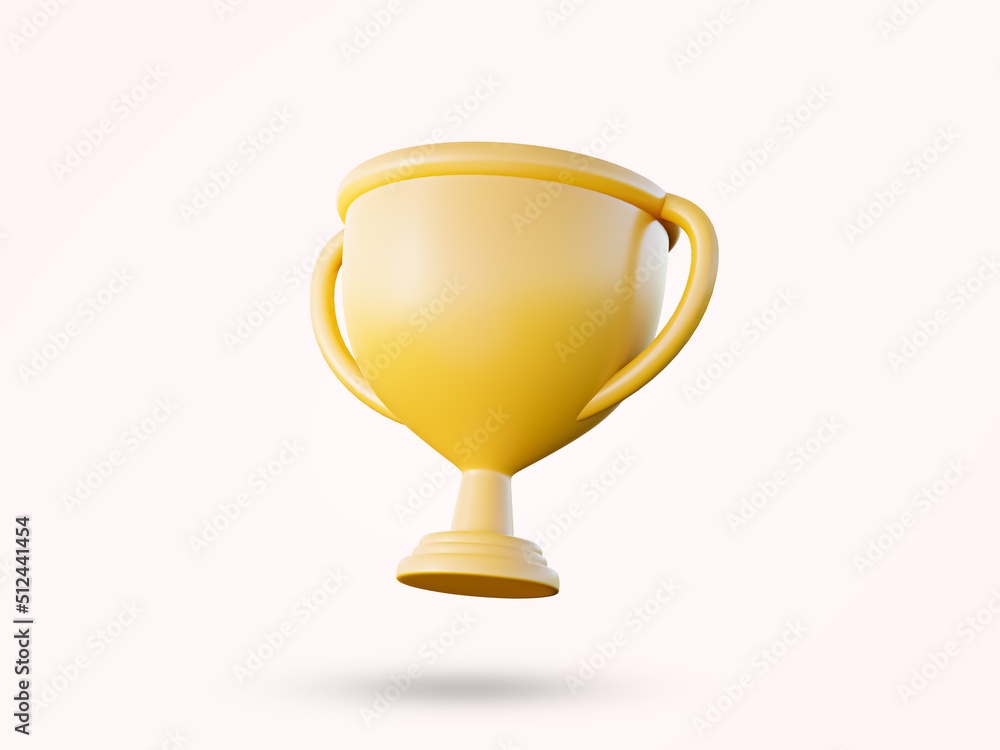 Golden winning flying trophy cartoon style 3d rendering illustration. Golden winning flying trophy cartoon style 3d rendering illustration.