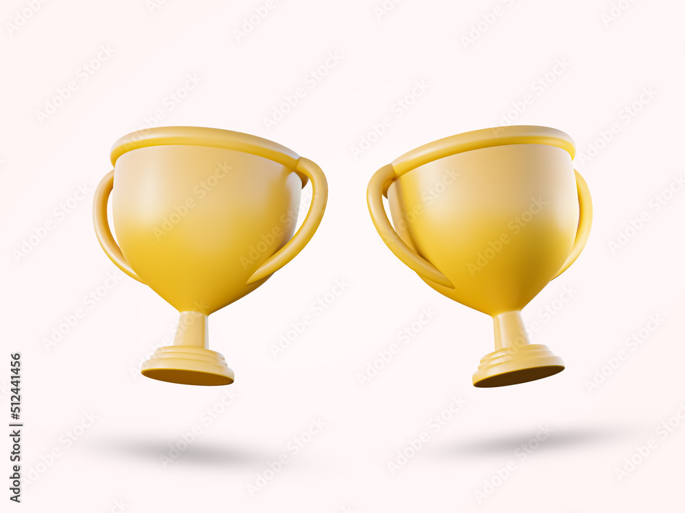 Golden winning flying trophy cartoon style 3d rendering illustration. Golden winning flying trophy cartoon style 3d rendering illustration.
