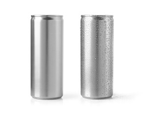 Aluminum can on white