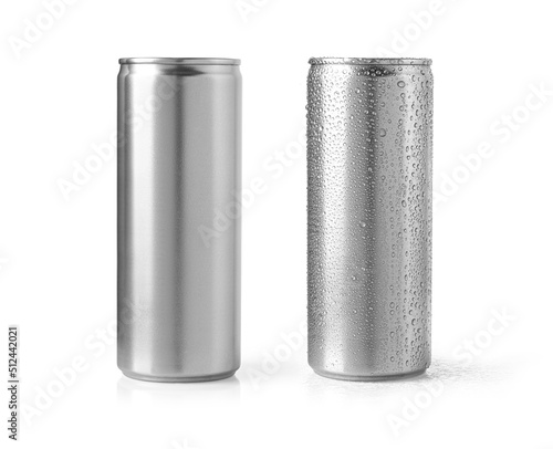 Aluminum can on white