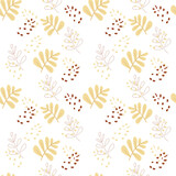 Autumn seamless pattern with abstract leaves in brown shades